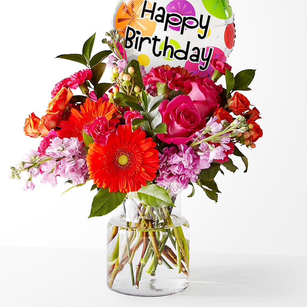 Fiesta Bouquet with Birthday Balloon – FLOWER'S SAGE, Doral FL