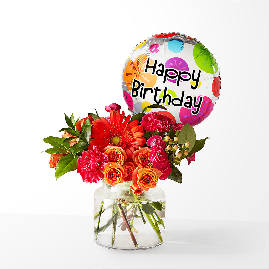 Fiesta Bouquet with Birthday Balloon – FLOWER'S SAGE, Doral FL