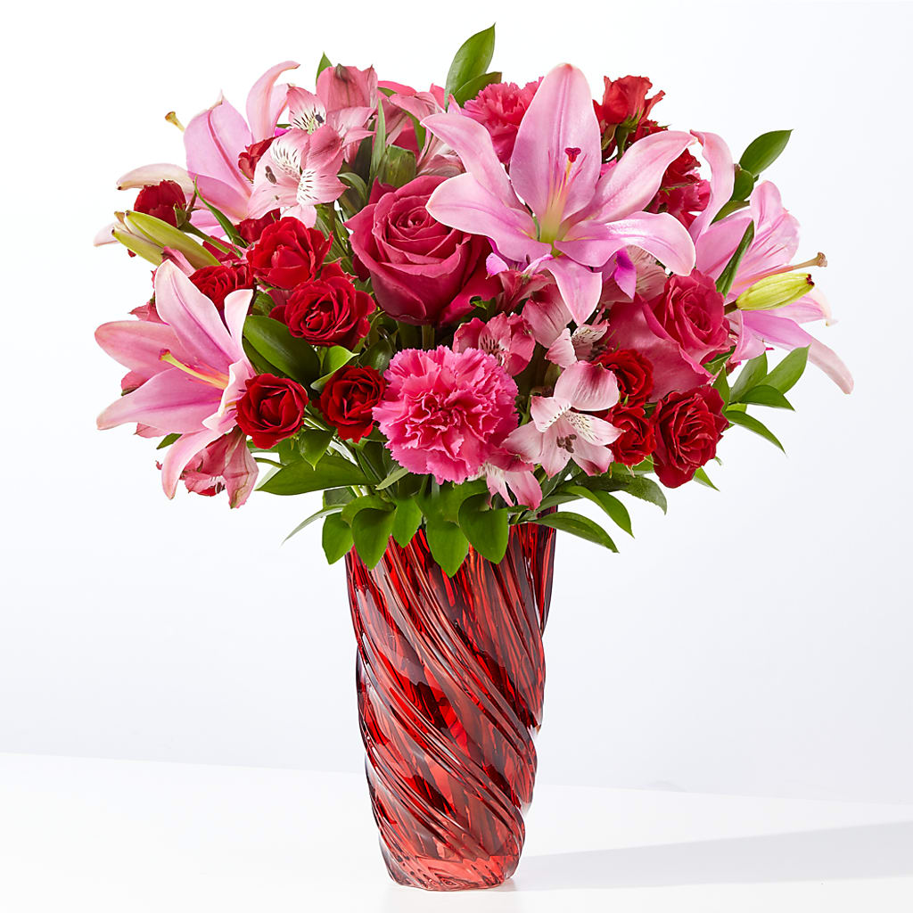 In Love Bouquet with Luxe Swirl Vase – FLOWER'S SAGE, Doral FL