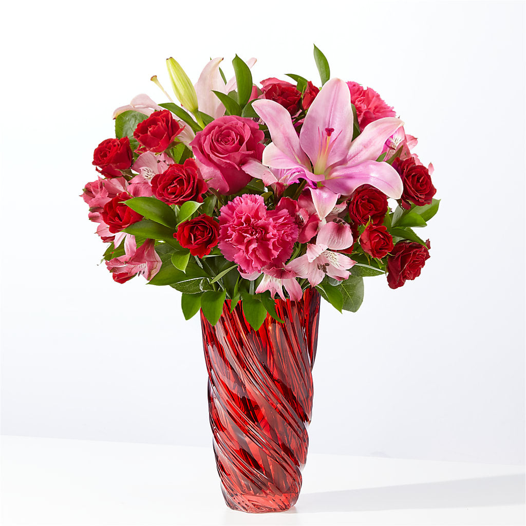 In Love Bouquet with Luxe Swirl Vase – FLOWER'S SAGE, Doral FL