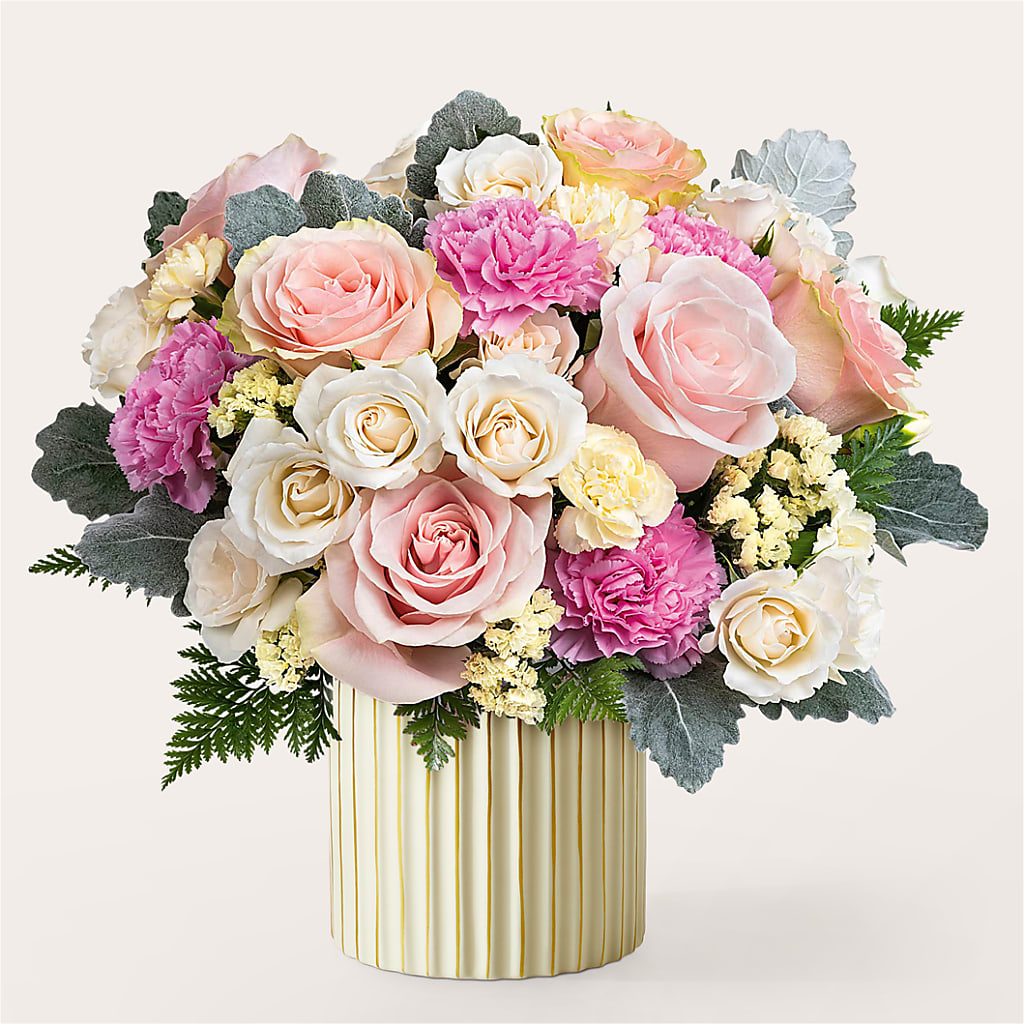 Blissful Moments Bouquet with Ivory Vase – FLOWER'S SAGE, Doral FL
