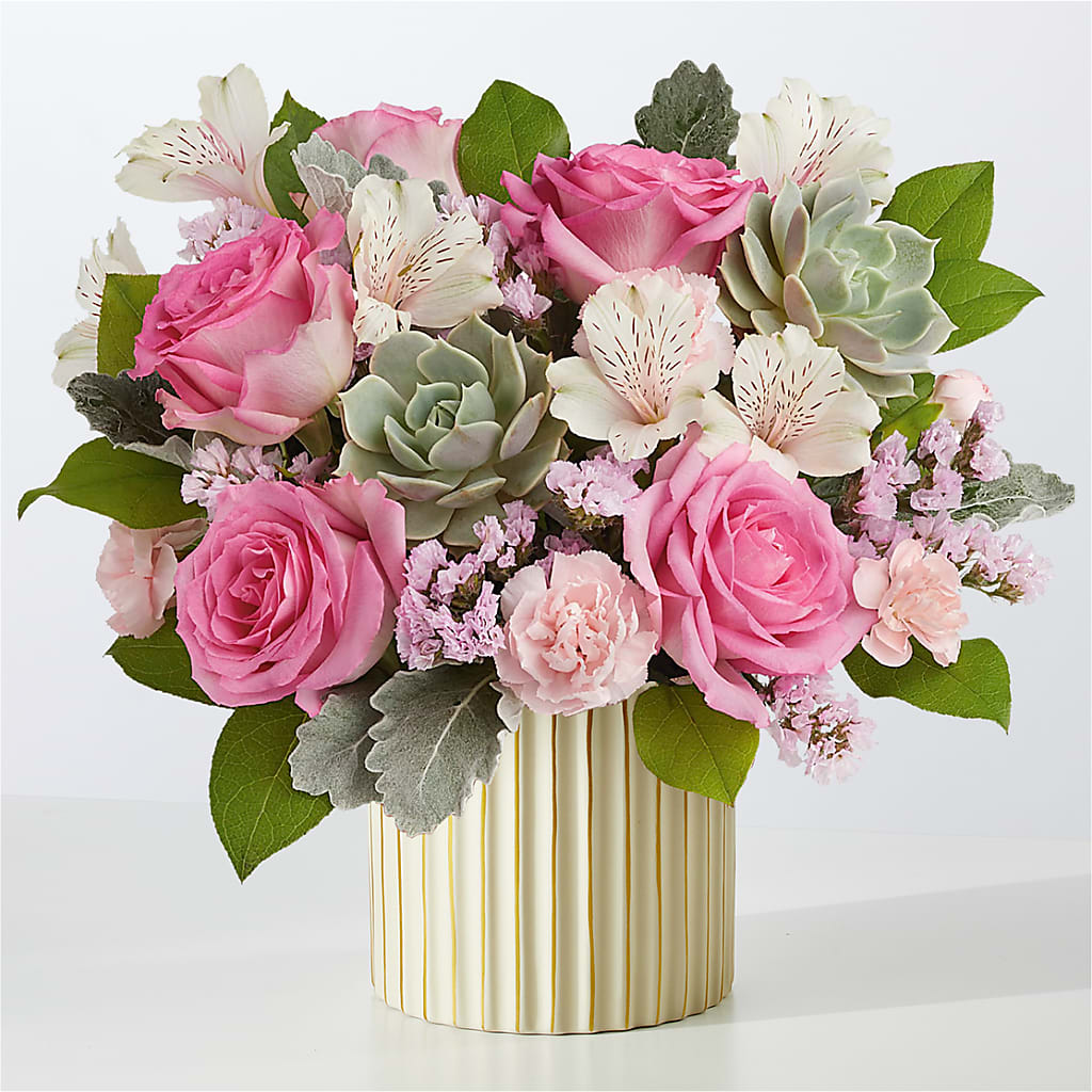 Dusty Rose Bouquet with Ivory Vase – FLOWER'S SAGE, Doral FL
