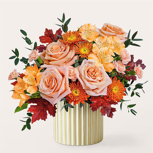 Spiced Latte Bouquet with Ivory Vase – FLOWER'S SAGE, Doral FL