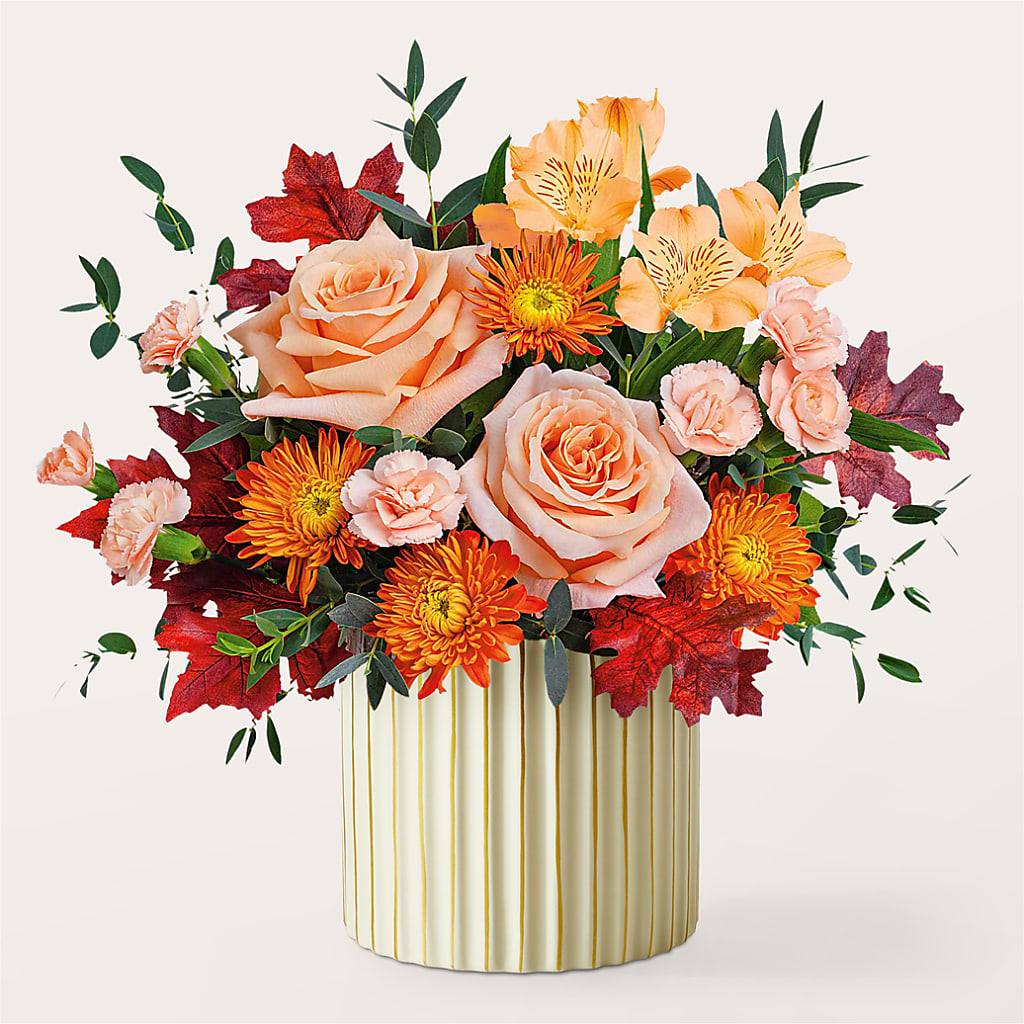 Spiced Latte Bouquet with Ivory Vase – FLOWER'S SAGE, Doral FL
